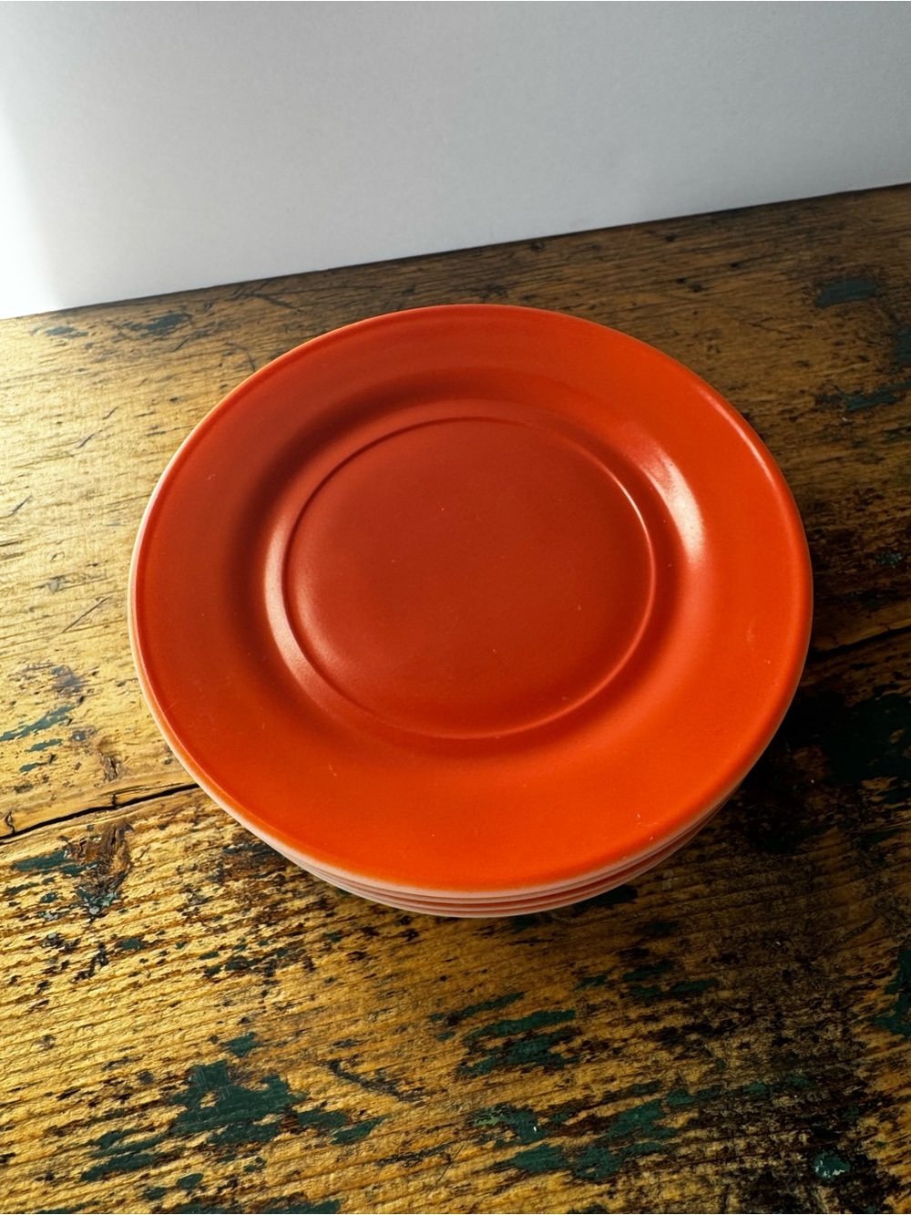 Rust Orange Top Milk Glass Saucer Plate - Orange Accent